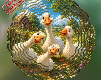 Cute Goose Family PNG, Farmhouse Goose Decor, Country Farm Wall Art, Cottagecore Garden Printable, Rustic Digital Download