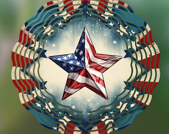 American Flag Star Wind Spinner Sublimation Design, American Flag wind spinner Png, Star Png for Sublimation, Garden Wind Spinner Design