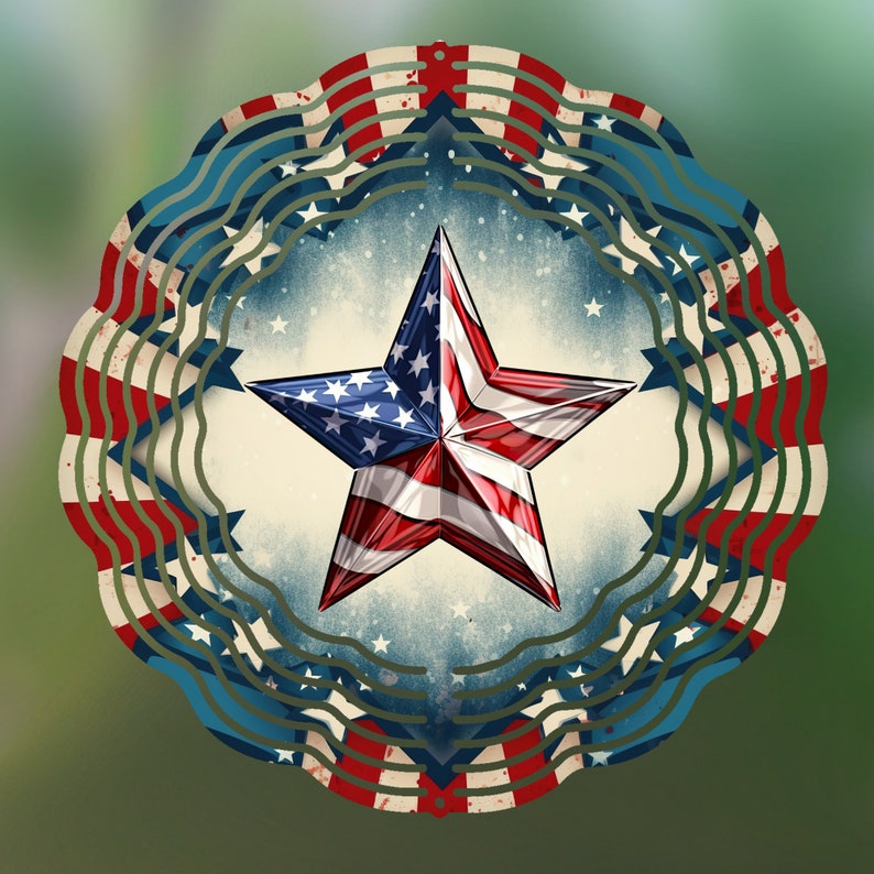 Show Your American Pride! This Patriotic Star Wind Spinner PNG is perfect for celebrating Independence Day, Memorial Day, and every patriotic event! The beautifully detailed USA flag star design adds a bold and vintage touch to any yard, porch, or outdoor decor.

🎆 Perfect for Patriotic Celebrations: Whether you’re crafting for your home, a gift, or a small business, this high-quality digital file is ideal for wind spinners, garden art, and rustic farmhouse signs.
