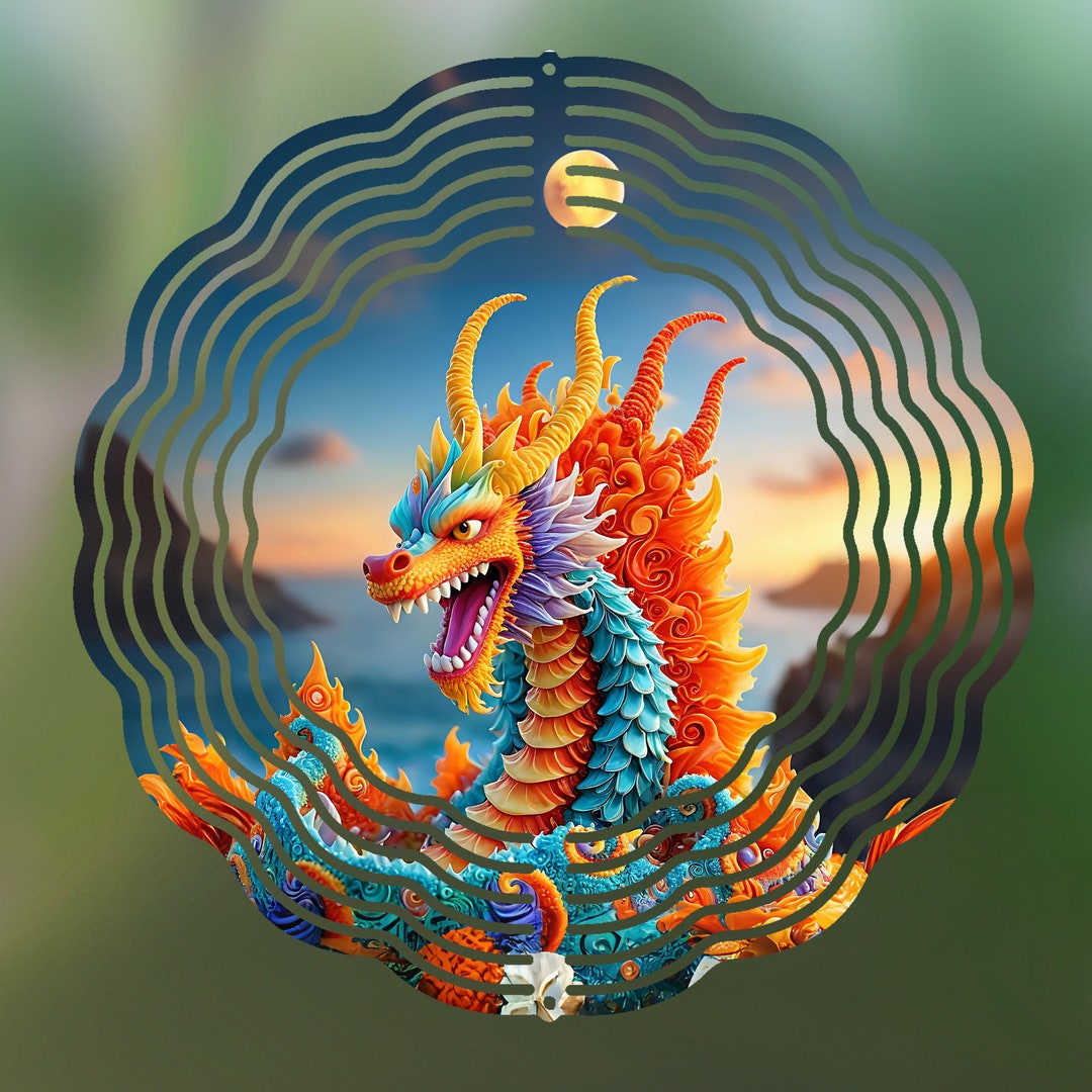 Dragon Wind Pattern Rainbow Dragon Wind Spinner Sublimation Design (PNG Digital Download ...