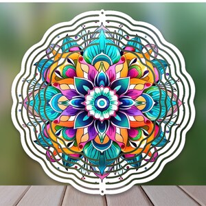 Mandala Wind Spinner Sublimation Design, Colorful Mandala WindSpinner PNG for Sublimation, Floral Mandala Design 10inch Windspinner Download