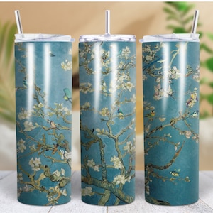 Almond blossom Vincent van Gogh Tumbler Design, 20oz Skinny Tumbler Wrap Sublimation Design, Almond blossom png, Classical Art tumbler png
