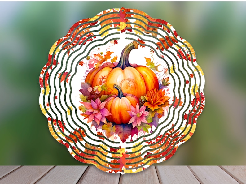 Wind Spinner Sublimation Design, Fall Pumpkin Wind Spinner Png, Autumn Pumpkin Png for Sublimation, Pumpkin Garden 10inch WindSpinner Design