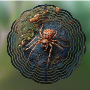 A Majestic Spider Wind Spinner Sublimation Design, Spider WindSpinner PNG for Sublimation, 10inch Wind spinner Png, Spider Digital Download