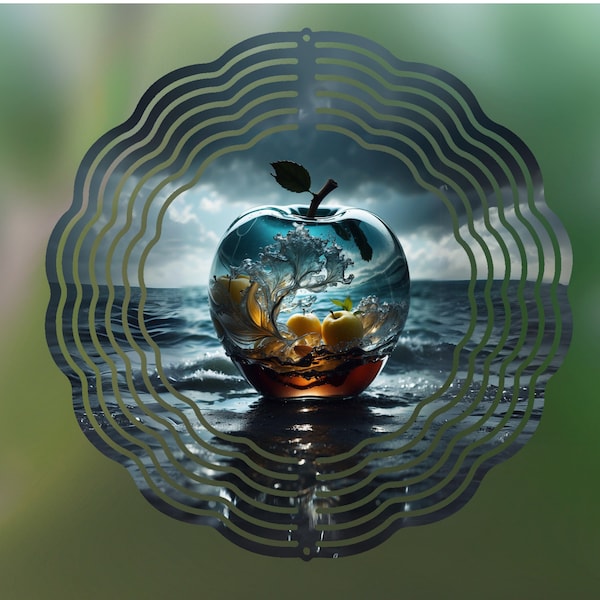 Une conception de sublimation de girouette en verre pomme, mer orageuse, girouette PNG pour sublimation, girouette 25 pouces png, téléchargement numérique