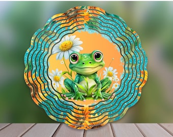Cute Frog Wind Spinner Sublimation Design, Little Frog Wind Spinner design, Instant Digital Download Png for Sublimation, Windspinner design