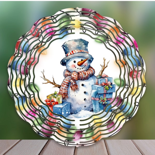 Schneemann Weihnachtsbeleuchtung Wind Spinner Sublimation Design, Schneemann Wind Spinner PNG für Sublimation, 10in Wind Spinner Png, digitaler Download