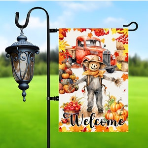 Garden Flag Sublimation Design, Scarecrow Fall Garden Flag design, Thanksgiving Png for Sublimation, 12x18 Garden Flag Png Digital Download