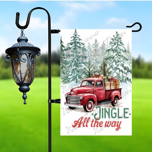 Jingle All The Way Gartenfahne Sublimationsentwurf, Weihnachts-LKW Gartenfahne Png für Sublimation, 12x18 Gartenfahne Png digitaler Download