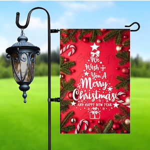 We Wish You a Marry Christmas Garden Flag Sublimation Design, Christmas Garden Flag Design, Png for Sublimation, 12x18 Garden Flag Png