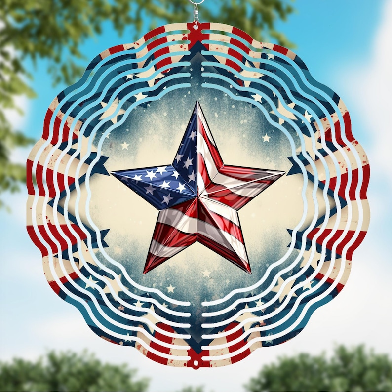 Show Your American Pride! This Patriotic Star Wind Spinner PNG is perfect for celebrating Independence Day, Memorial Day, and every patriotic event! The beautifully detailed USA flag star design adds a bold and vintage touch to any yard, porch, or outdoor decor.

🎆 Perfect for Patriotic Celebrations: Whether you’re crafting for your home, a gift, or a small business, this high-quality digital file is ideal for wind spinners, garden art, and rustic farmhouse signs.
