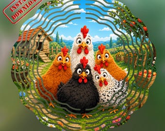 Chicken Family PNG, Farmhouse Chicken Decor, Backyard Hen Art, Country Garden Printable, Rustic Farm Animal Digital Download