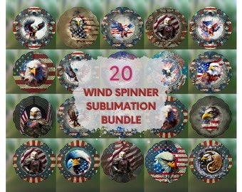 Bundle 20 File for American Eagle Wind Spinner Sublimation Designs, 20 PNG Patriotic Wind Spinner Design, Gift for Patriots, Patriot Eagles