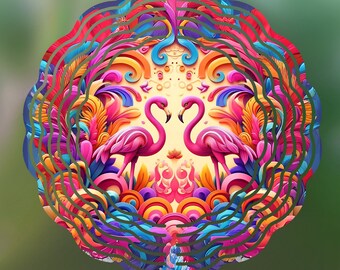 Tropical Flamingo Wind Spinner Sublimation Design (PNG Digital Download)