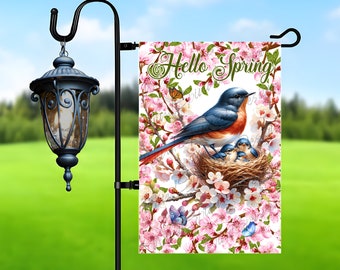 Spring Bird Garden Flag Sublimation Design, Mother Bird Spring Garden Flag Design, Png for Sublimation, 12x18 Garden Flag Digital Download