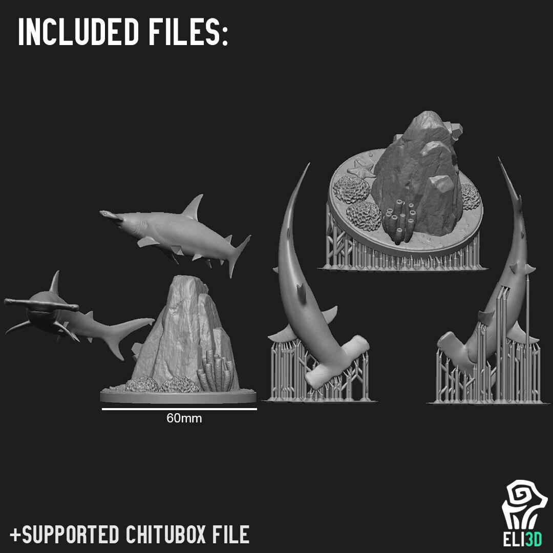Shark Diorama STL Model STL File 3D Printable Model Etsy