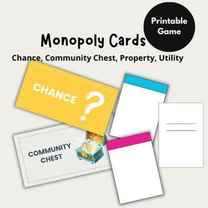 Carte Monopoli, Tutte le carte Monopoli, Proprietà, Utilità, Possibilità e Cassa della comunità, Download immediato, Download digitale stampabile, Monopoli,