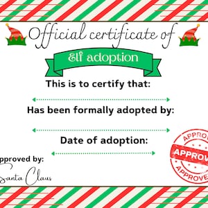 Elf adoption certificate, Elf certificate, Elf note, Adoption certificate, Elf letter template, Elf letter, Elf Kit, Elf printable