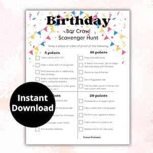 Bar Crawl Games, Birthday Bar Crawl, Bar Crawl Bingo, Bar Crawl Printable, Bar crawl bingo, Bar Scavenger Hunt, Ladies Night Games, Adult