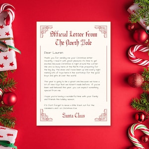 Carta de Papá Noel, Cartas de Papá Noel, Carta de Papá Noel personalizada, Carta de Papá Noel editable, Plantilla de carta de Papá Noel, Carta de Papá Noel
