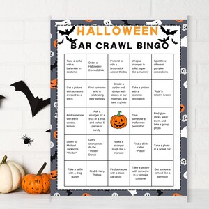 Bar Crawl Bingo, Halloween Bar Crawl, Bar Scavenger hunt, Bar Crawl Games, Birthday Bar Crawl, Pub Crawl Bingo, Ladies Night Games