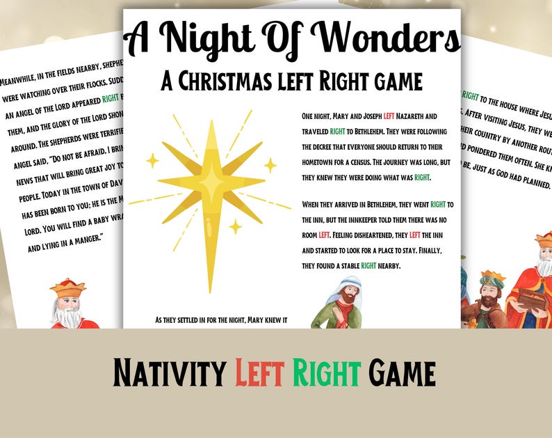 Nativity Left Right Game, Left Right Story, Left Right Christmas Game ...
