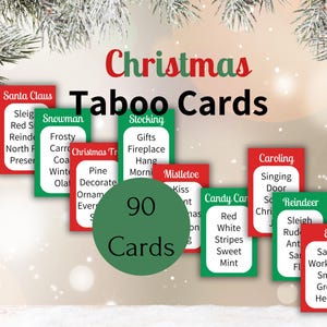 Christmas Taboo Cards, Holiday Taboo, Christmas Taboo Game, Christmas Taboo, Christmas Charades, Christmas Trivia, Adult Christmas Game