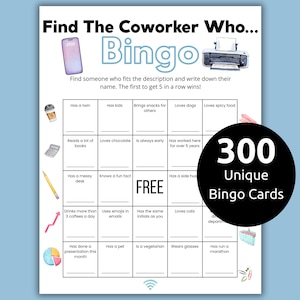 Networking Bingo, Office Games, Coworker Bingo, Office Bingo, Employee Bingo, Workplace Bingo, Icebreaker Bingo, Co Worker Bingo, Human Bing