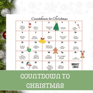 Christmas Countdown, Christmas Countdown Calender, Countdown Calender, Days Untill Christmas Countdown, Kids Advent Calender Advent Calender
