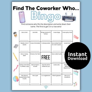 Networking Bingo, Office Games, Coworker Bingo, Office Bingo, Employee Bingo, Workplace Bingo, Icebreaker Bingo, Co Worker Bingo, Human Bing