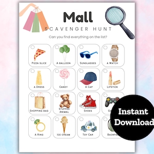 Mall Scavenger Hunt, Team Mall Scavenger Hunt Template, Mall, Mall Scavenger Hunt Birthday Kids, Tween Scavenger Hunt, Teen Scavenger Hunt