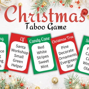 Christmas Taboo Cards, Holiday Taboo, Christmas Taboo Game, Christmas Taboo, Christmas Charades, Christmas Trivia, Adult Christmas Game