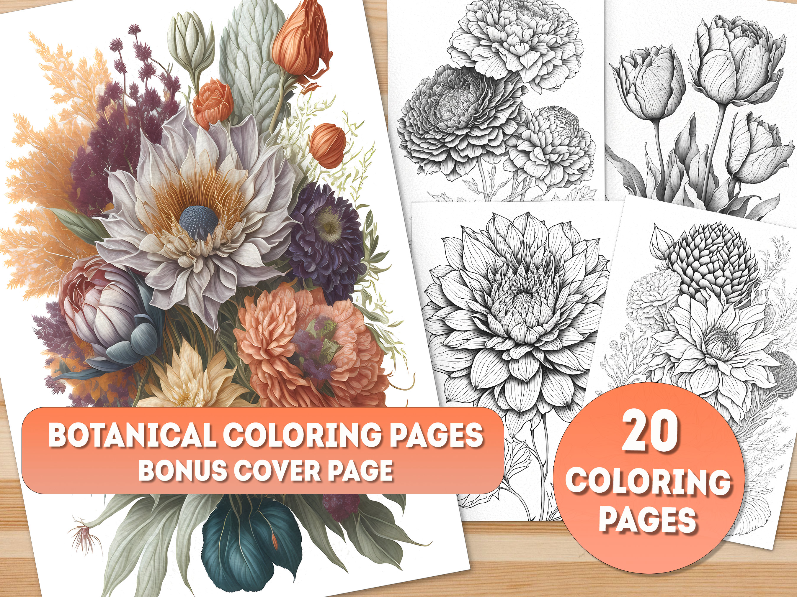 20 Printable Botanical Coloring Pages Flower Coloring Book - Etsy Australia