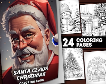 Merry Christmas Coloring Pages, Christmas Coloring Book, Adults + Kids, Grayscale Coloring, Instant Download, Printable PDF, Gift