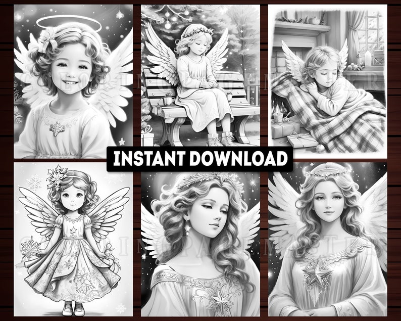 28 Christmas Angel Coloring Pages, Christmas Angel Coloring Book