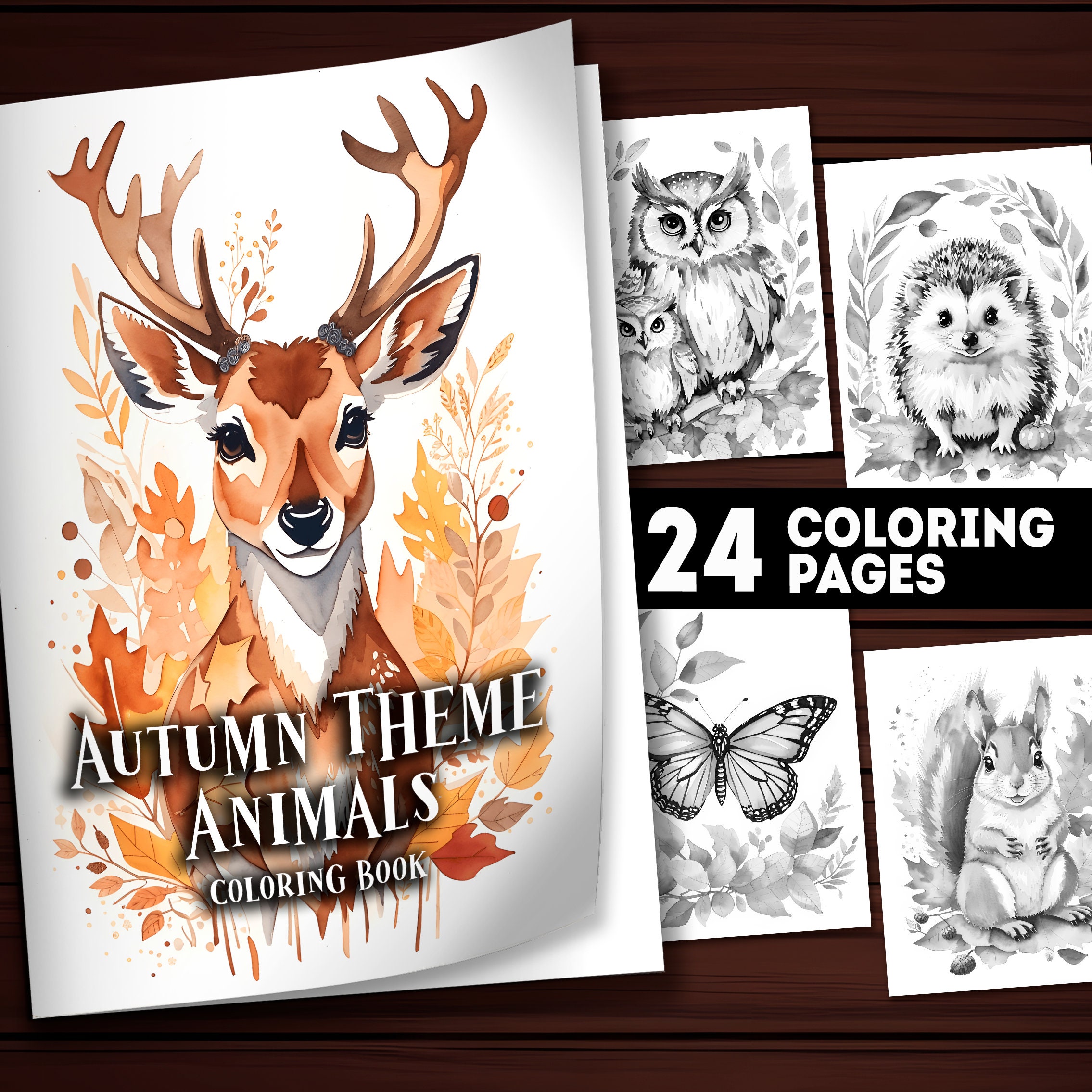 24 Printable Autumn Animals Coloring Pages Fall Animals - Etsy