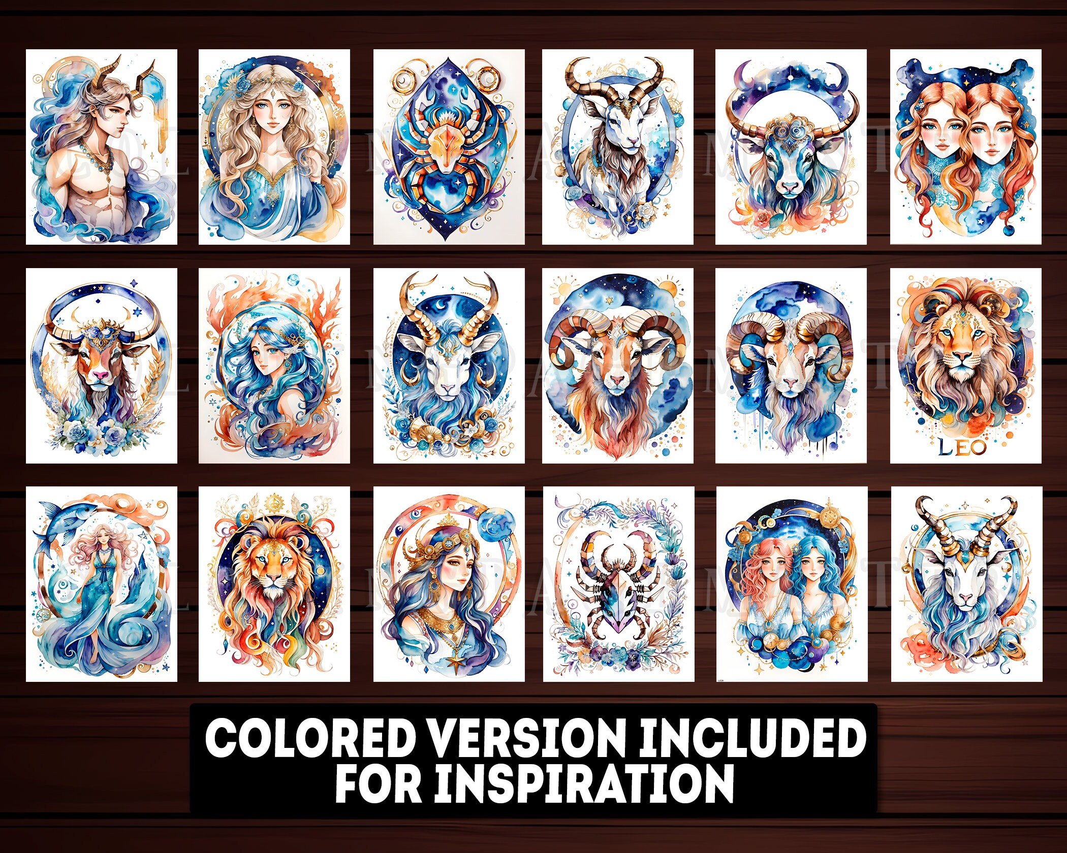 26 Printable Horoscope Coloring Pages, Zodiac Coloring Book Adults and ...