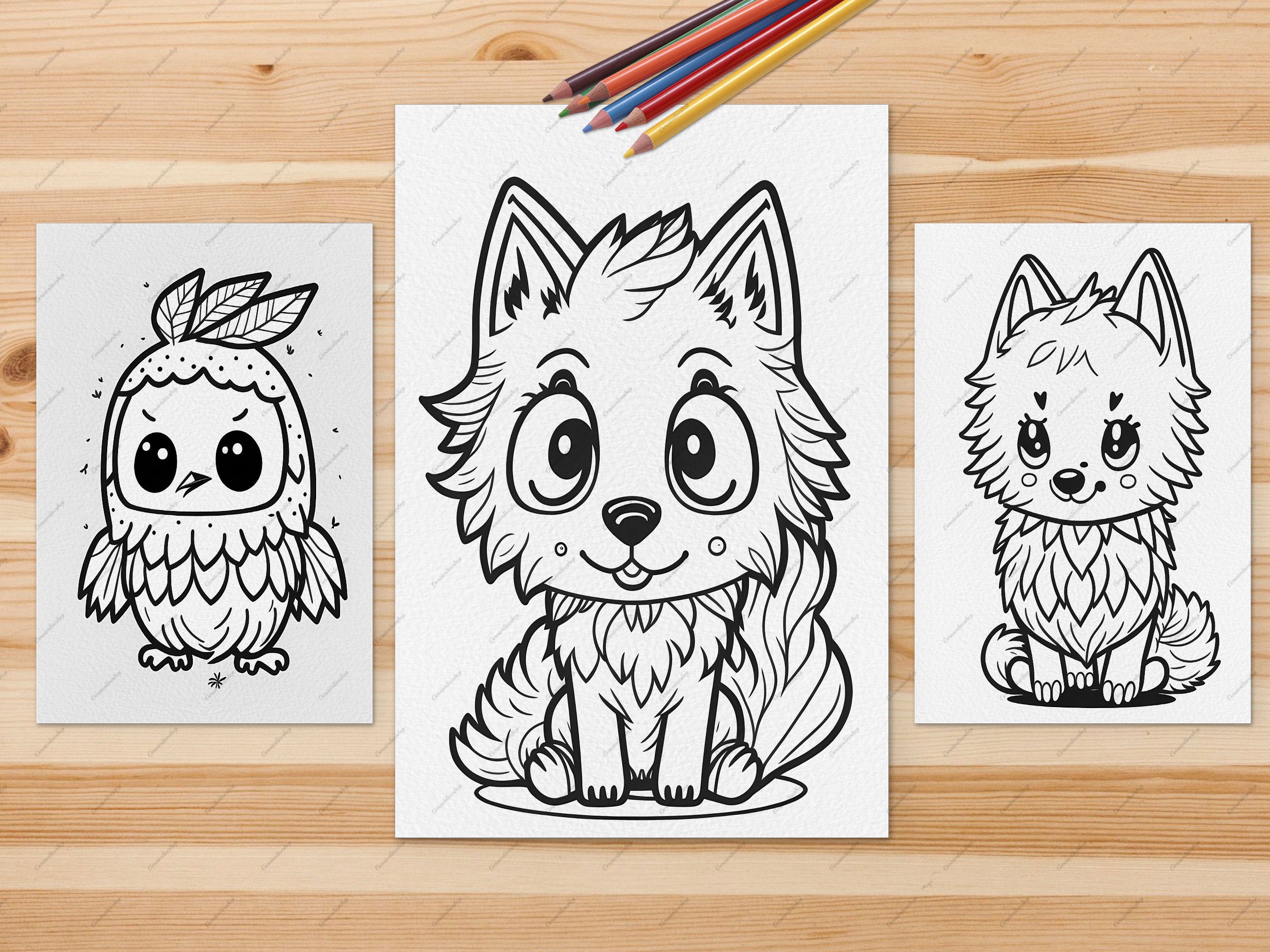 25 Printable Fall Animals Coloring Pages, Coloring Book, Adults Kids