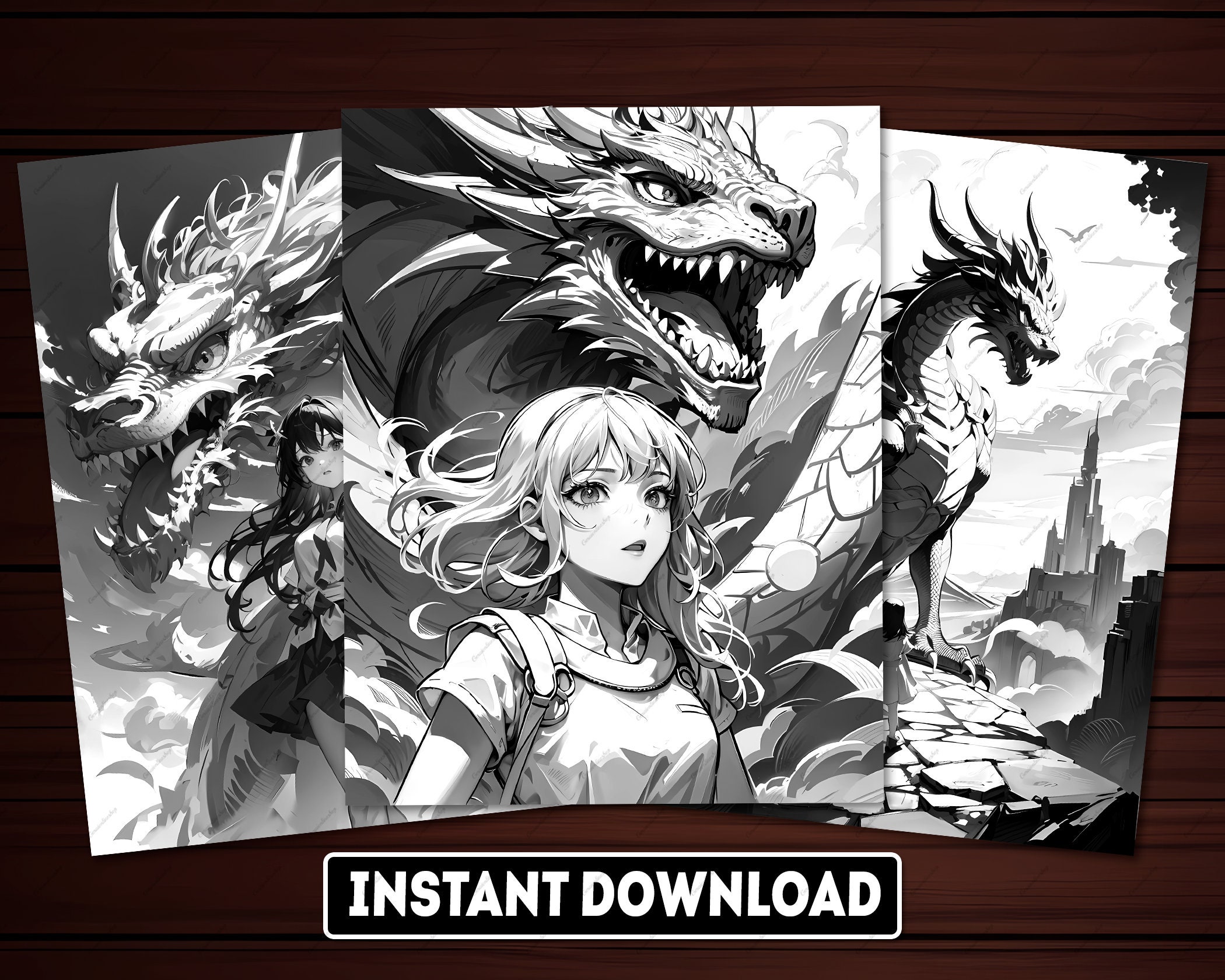 21 Girl and Ally Dragon Coloring Pages, Dragon Coloring Book Adults ...