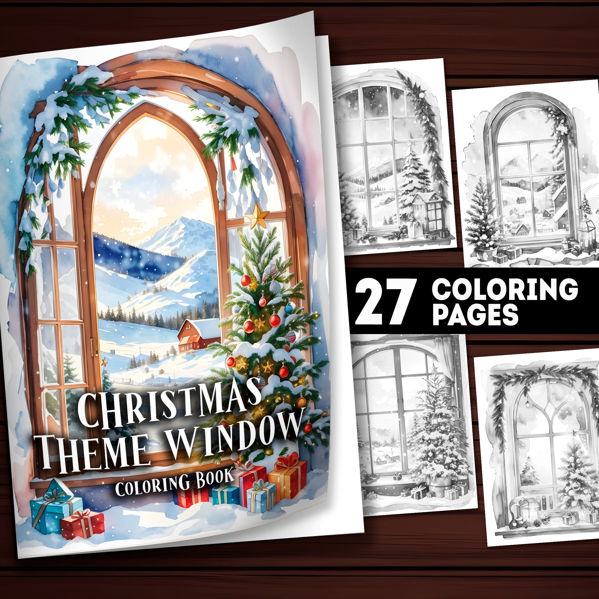 27 Printable Christmas Window Coloring Pages, Christmas Coloring Book ...
