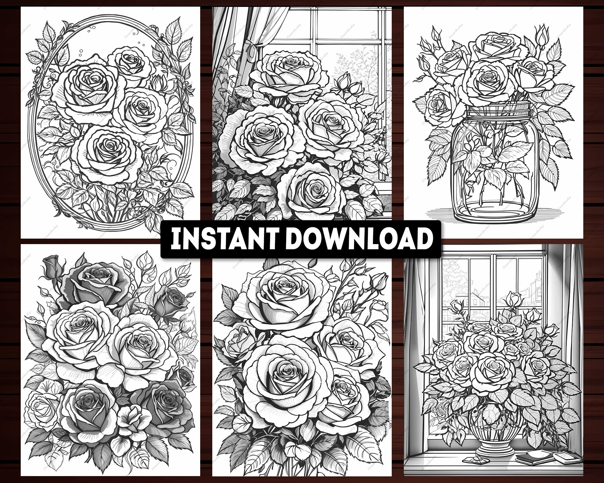 42 Blooming Rose Bouquet Coloring Pages, Rose Bouquet Coloring Book ...