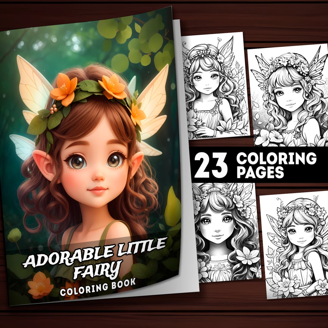 Cute Little Fairy Girls Fantasy Anime Coloring Page, Adults and Kids ...