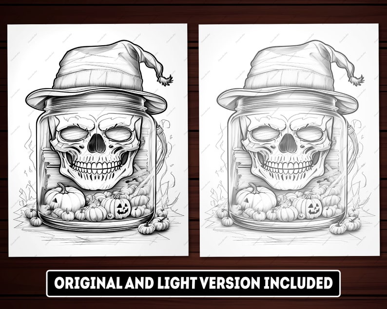 24 Vintage Halloween in A Jar Coloring Pages, Vintage Halloween