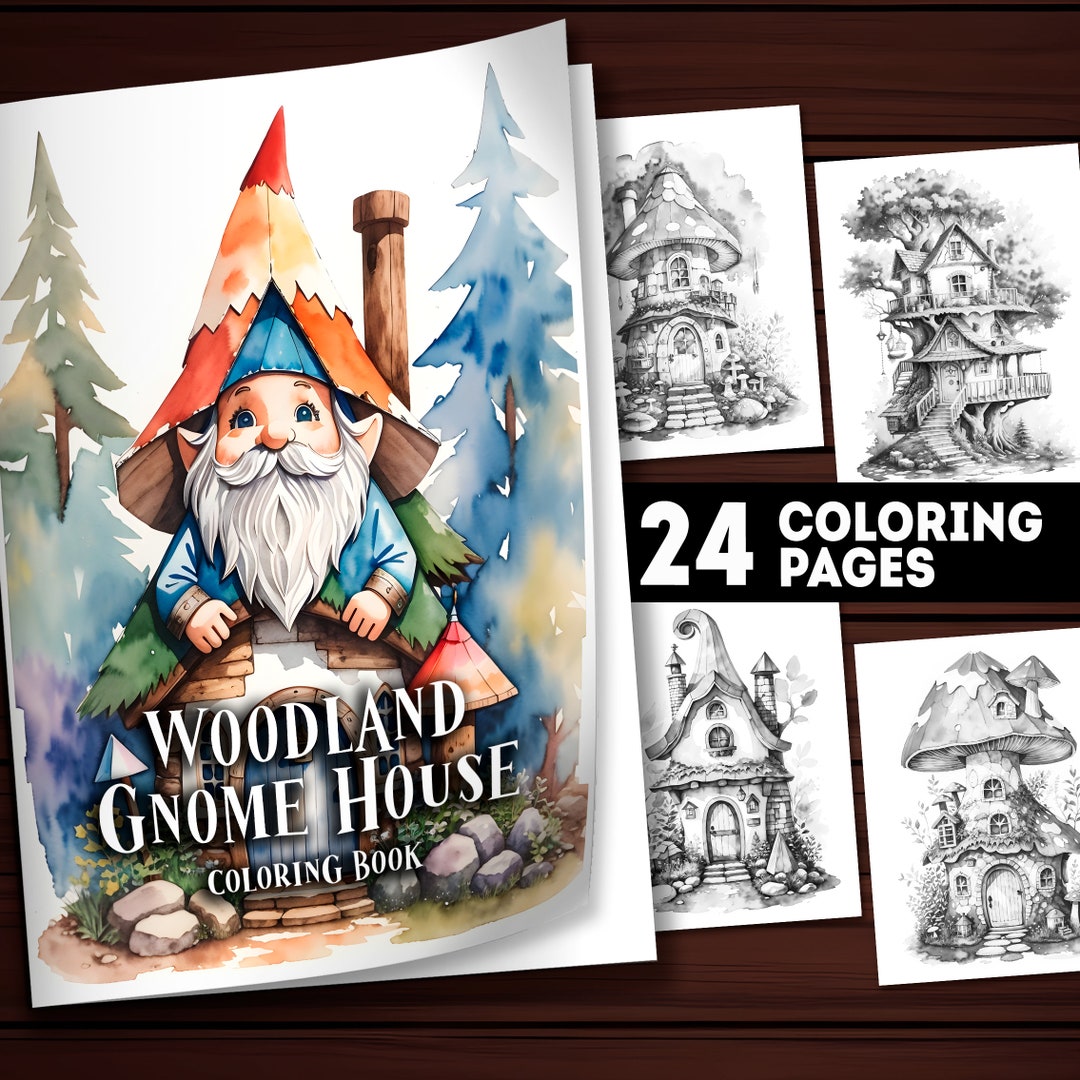 24 Printable Gnome House Coloring Pages, Woodland Fairy House Coloring ...