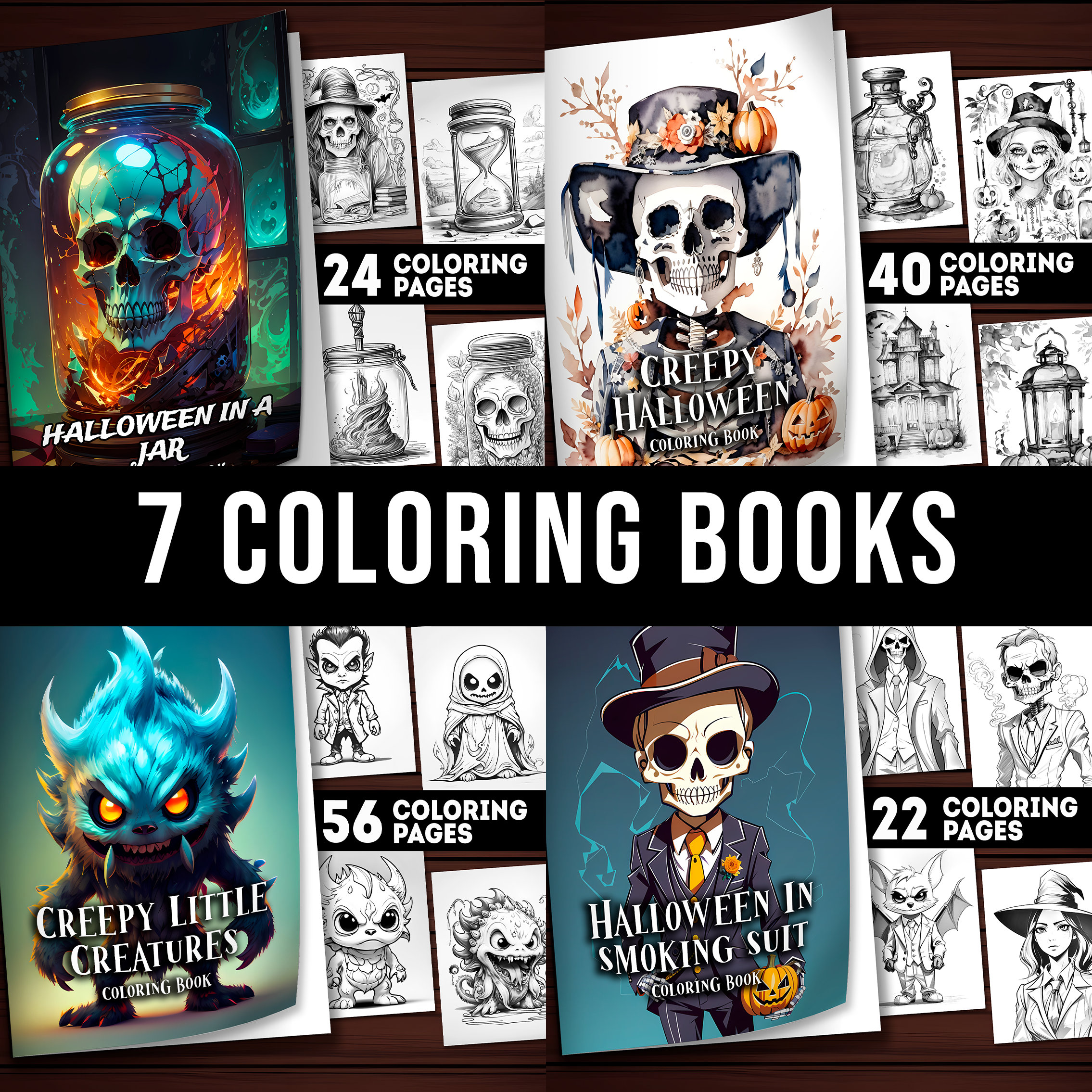 255 Printable Halloween Coloring Pages Mega Bundle, 7 Halloween