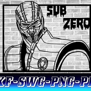 Sub-Zero Mortal Kombat SVG DXF, personnages d'art de jeu rétro, Sub Zero Png, Sub-Zero svg png pdf, Mortal Kombat Sub Zeroi Téléchargement instantané