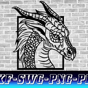 Può includere: Illustrazione in bianco e nero di un drago con scaglie e un occhio chiuso. La testa del drago è incorniciata in un quadrato.