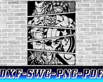 Avengers Svg Dxf File, Captain America Svg Dxf, Thor Svg Dxf, Iron man Dxf Svg, Hulk Dxf Svg, Digital,  Instant Digital Download