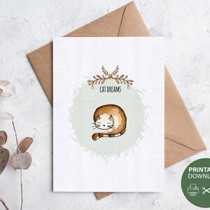 Tableau chat | Chat mignon | Carte numérique | Illustration imprimable | Carte imprimable | Téléchargement instantané mignon | Designs originaux