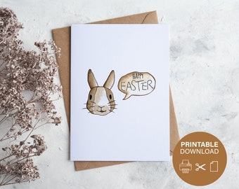 Happy Easter | Illustration Art | Digital Card | Printable Postcard | Instant Download | Original Designs | Easter Greetings